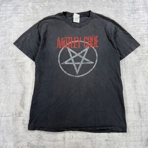 Motley Crue Shirt Mens Large Black Vintage Y2K Pentagram Rock Band Winterland